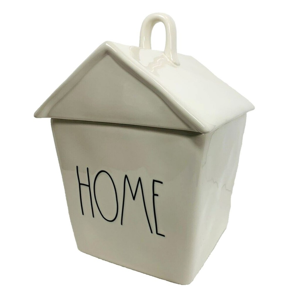 Rae Dunn HOME Cookie Jar Canister House Loop Lid White Decor Artisan by Magenta